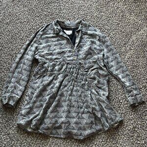 Anthropologie Black And White Midi Dress Women Large Petite Geometric Aztec Boho